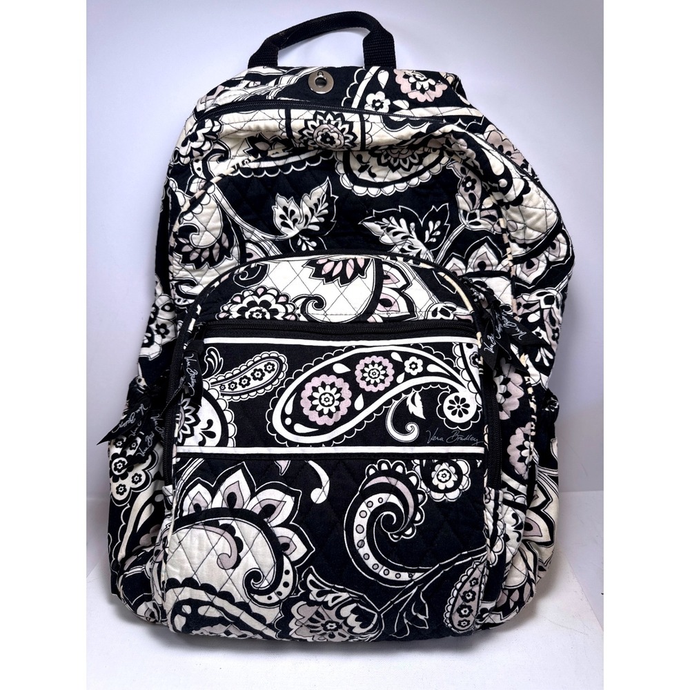Vera Bradley Backpack Womens Large Black Midnight Paisley Quilted Cotton
